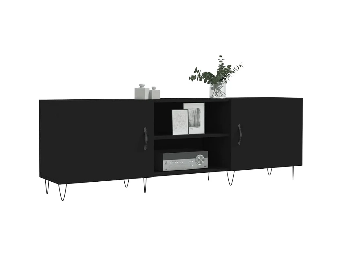 Mueble para TV  | Gabinete de TV |  Mueble de salón madera de ingeniería negro 150x30x50 cm