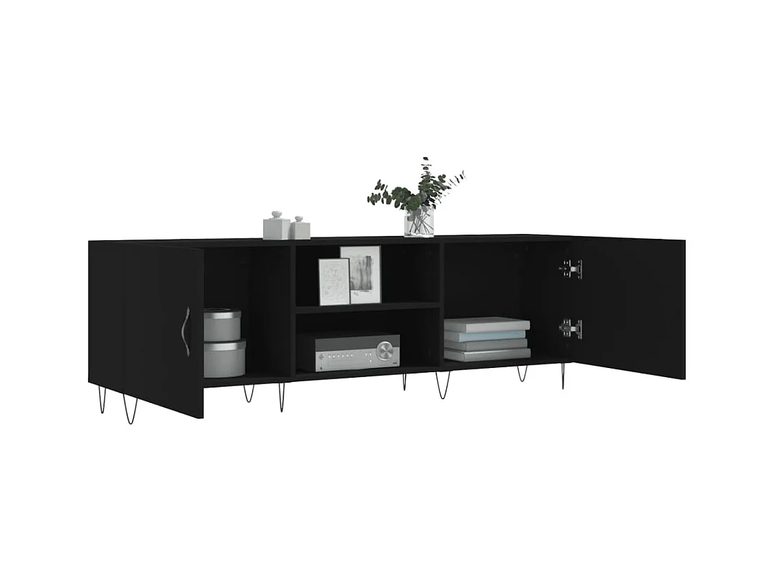 Mueble para TV  | Gabinete de TV |  Mueble de salón madera de ingeniería negro 150x30x50 cm