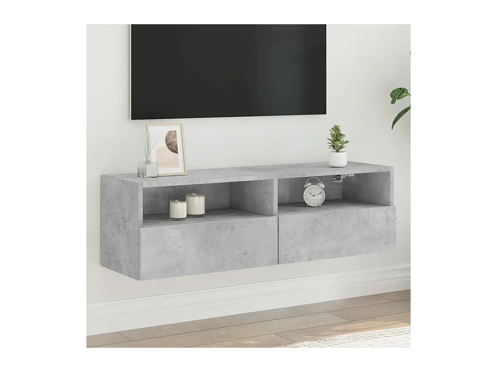 Mueble de pared TV | Gabinete de TV | Mueble de salón madera ingeniería gris hormigón 100x30x30 cm
