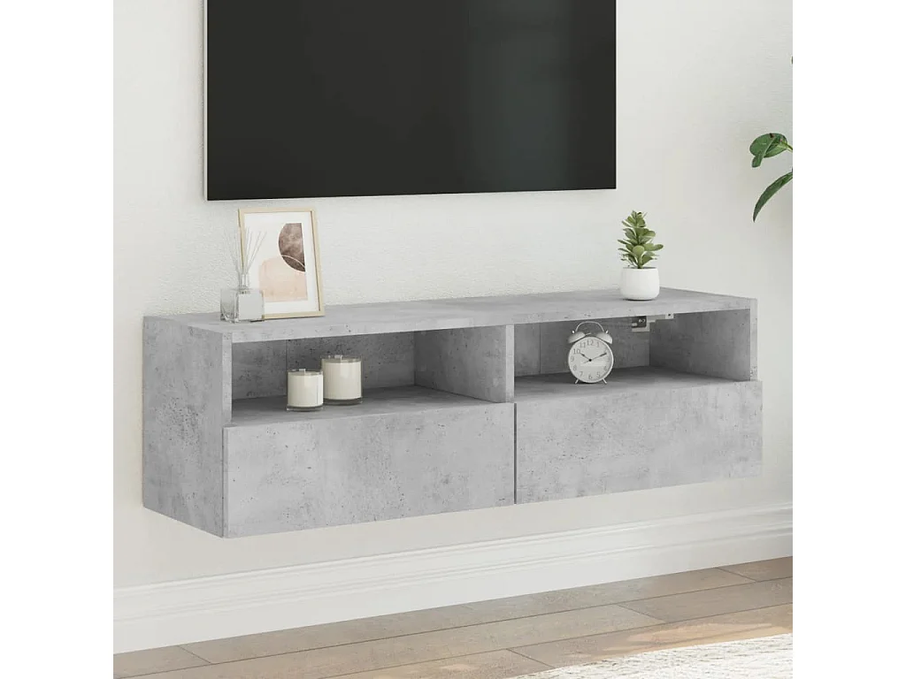 Meuble TV | Banc TV | Armoire TV mural gris béton 100x30x30 cm bois d'ingénierie