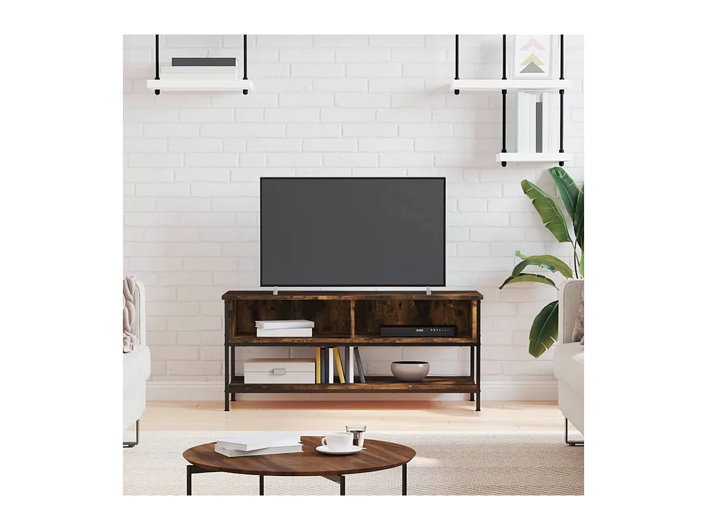 Meuble TV | Banc TV | Armoire TV chêne fumé 100x35x45 cm bois d'ingénierie