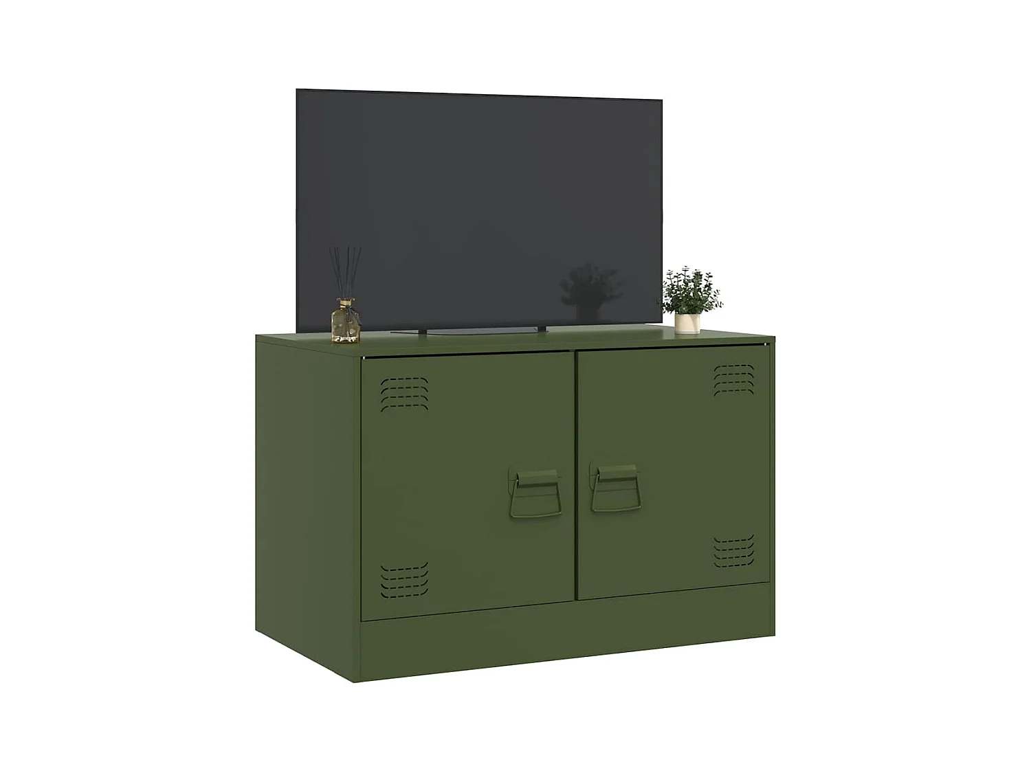 Mueble para TV  | Gabinete de TV |  Mueble de salón de acero verde oliva 67x39x44 cm