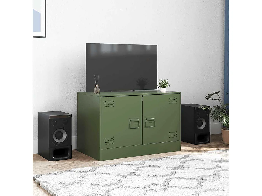 Mueble para TV  | Gabinete de TV |  Mueble de salón de acero verde oliva 67x39x44 cm