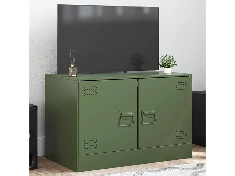 Mueble para TV  | Gabinete de TV |  Mueble de salón de acero verde oliva 67x39x44 cm