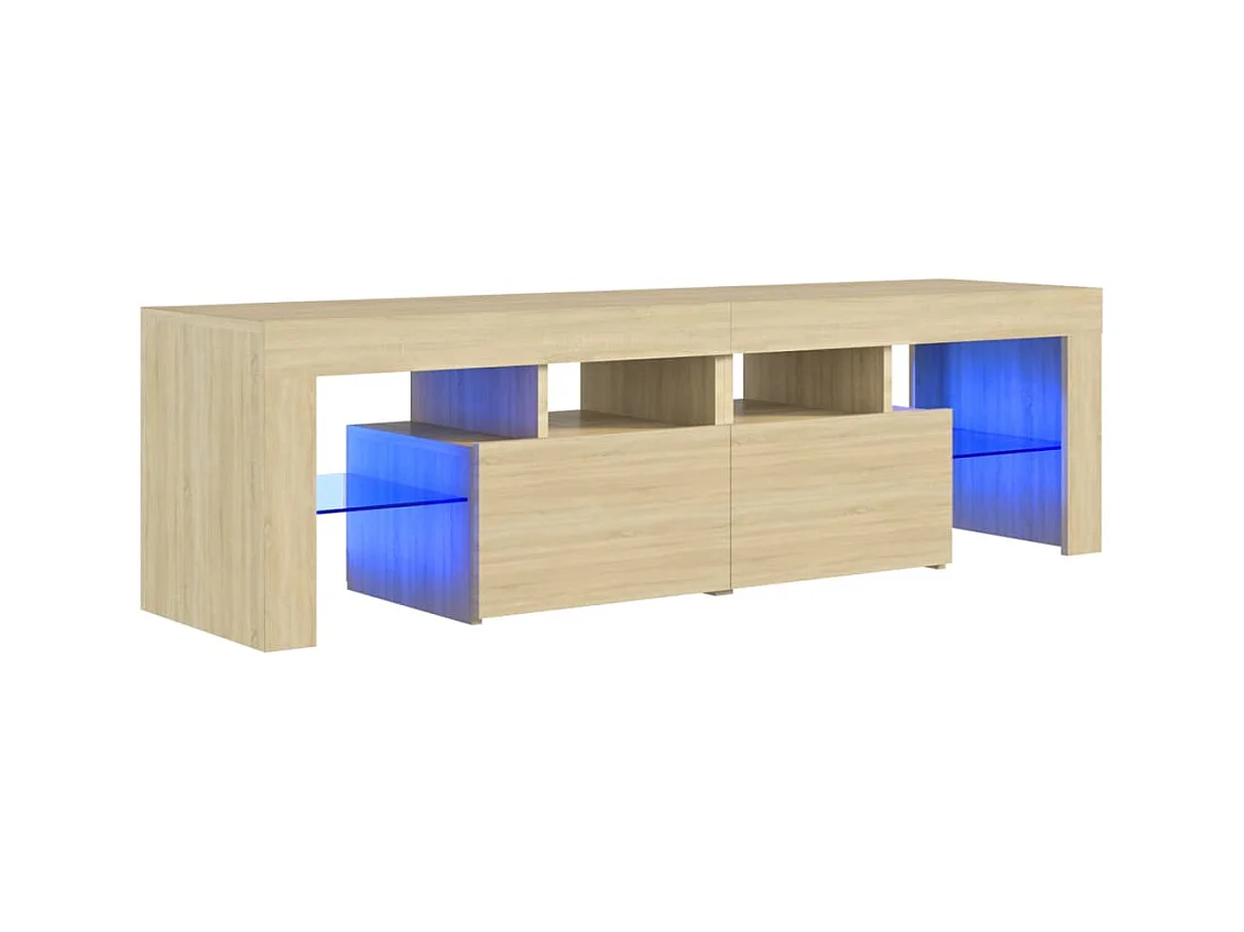 Mueble de TV | Mueble de salón con luces LED color roble Sonoma 140x36,5x40 cm