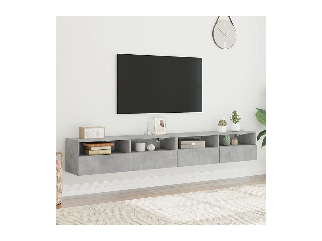 Meubles TV | Bancs TV | Armoires TV muraux 2pcs gris béton 100x30x30cm bois d'ingénierie