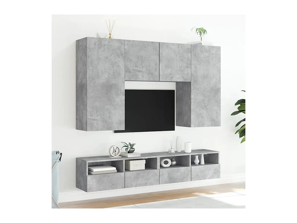 Meubles TV | Bancs TV | Armoires TV muraux 2pcs gris béton 100x30x30cm bois d'ingénierie