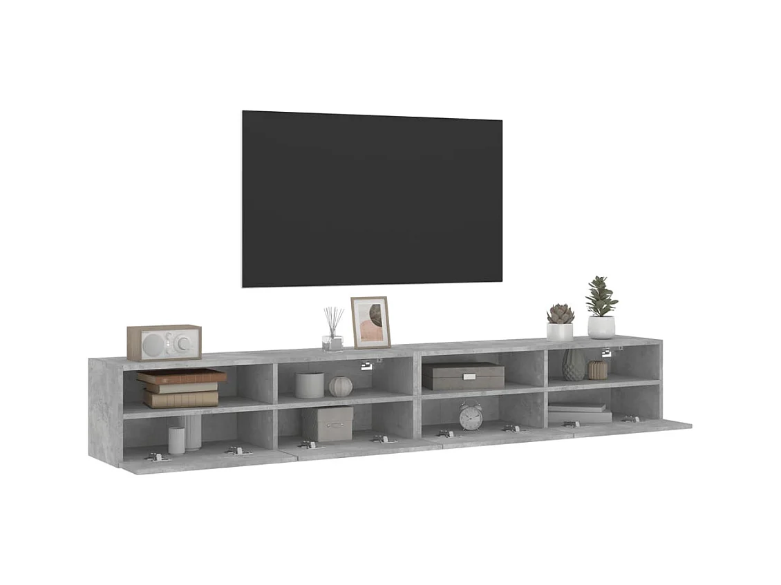 Meubles TV | Bancs TV | Armoires TV muraux 2pcs gris béton 100x30x30cm bois d'ingénierie