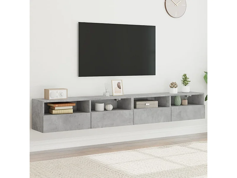 Meubles TV | Bancs TV | Armoires TV muraux 2pcs gris béton 100x30x30cm bois d'ingénierie