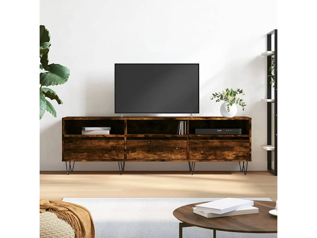 Mueble de TV | Mueble de salón madera contrachapada roble ahumado 150x30x44,5 cm