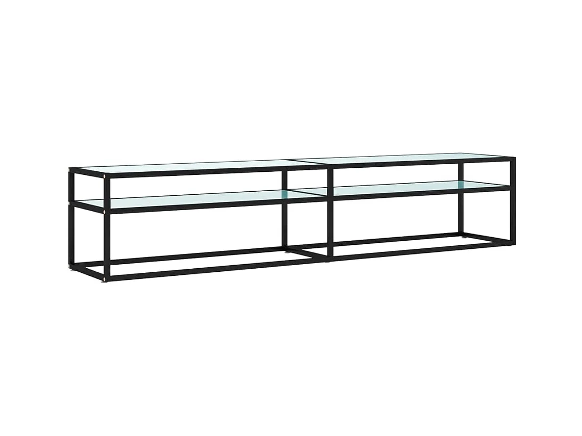 Mueble de TV | Mueble de salón vidrio templado color mármol blanco 200x40x40,5 cm