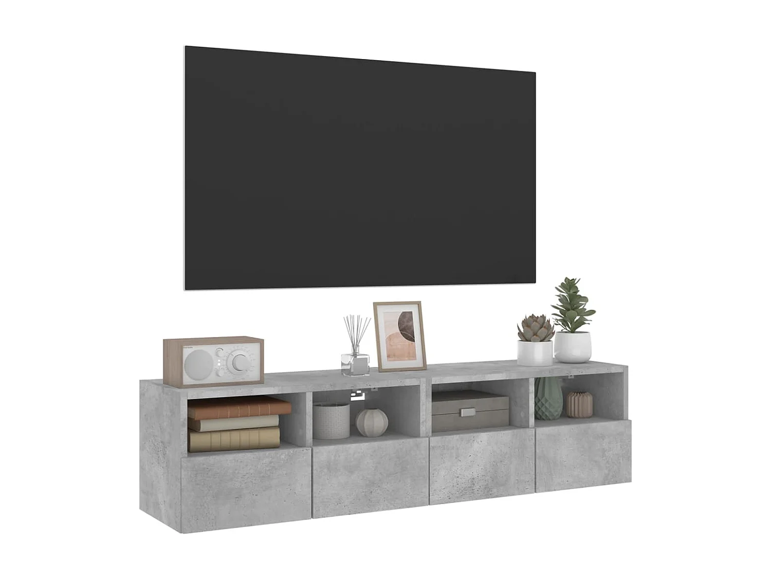 Muebles de pared para TV | Gabinetes de TV |  Muebles de salón 2 uds madera gris hormigón 60x30x30 cm
