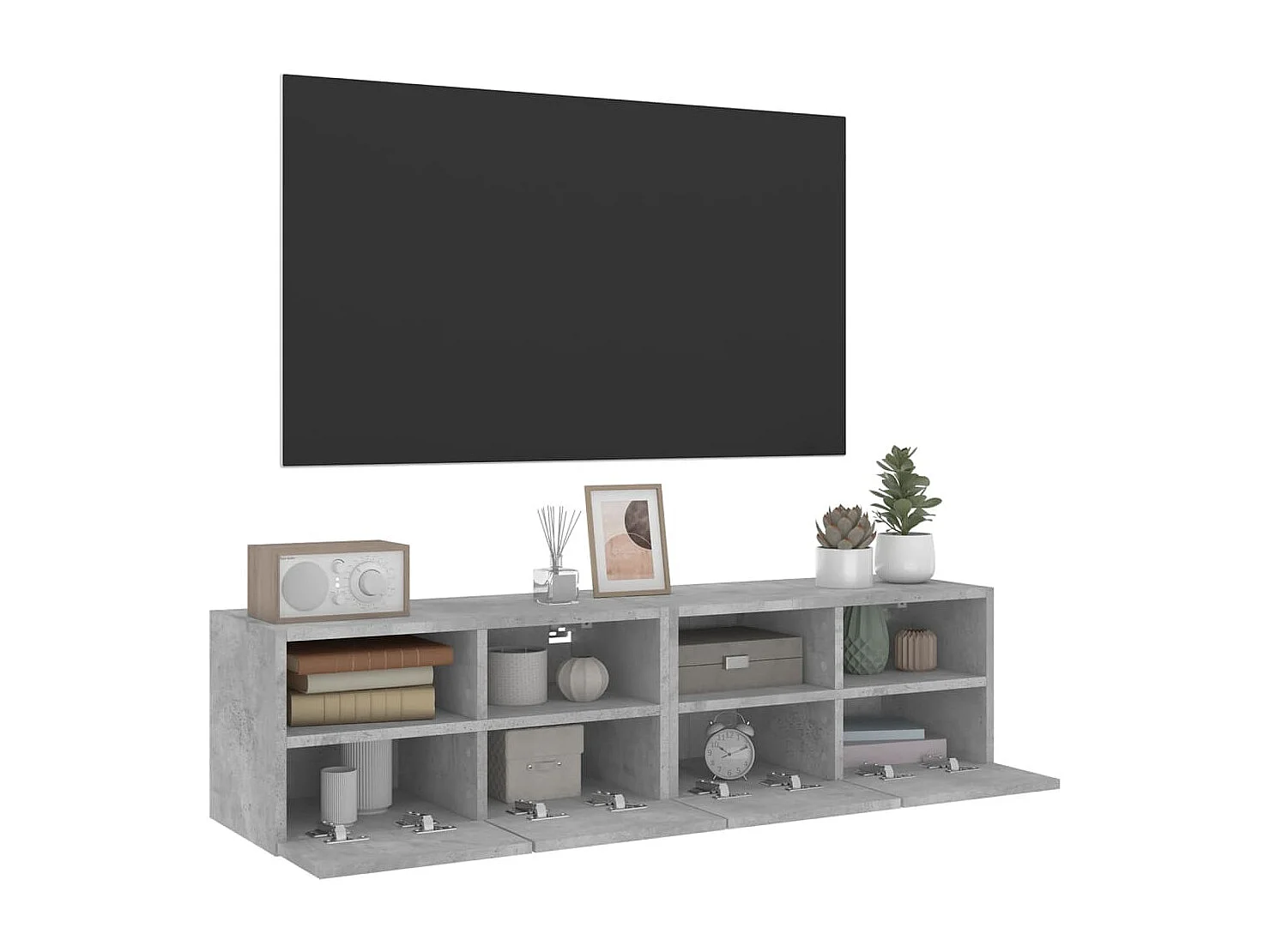 Meubles TV | Bancs TV | Armoires TV muraux 2 pcs gris béton 60x30x30cm bois d'ingénierie