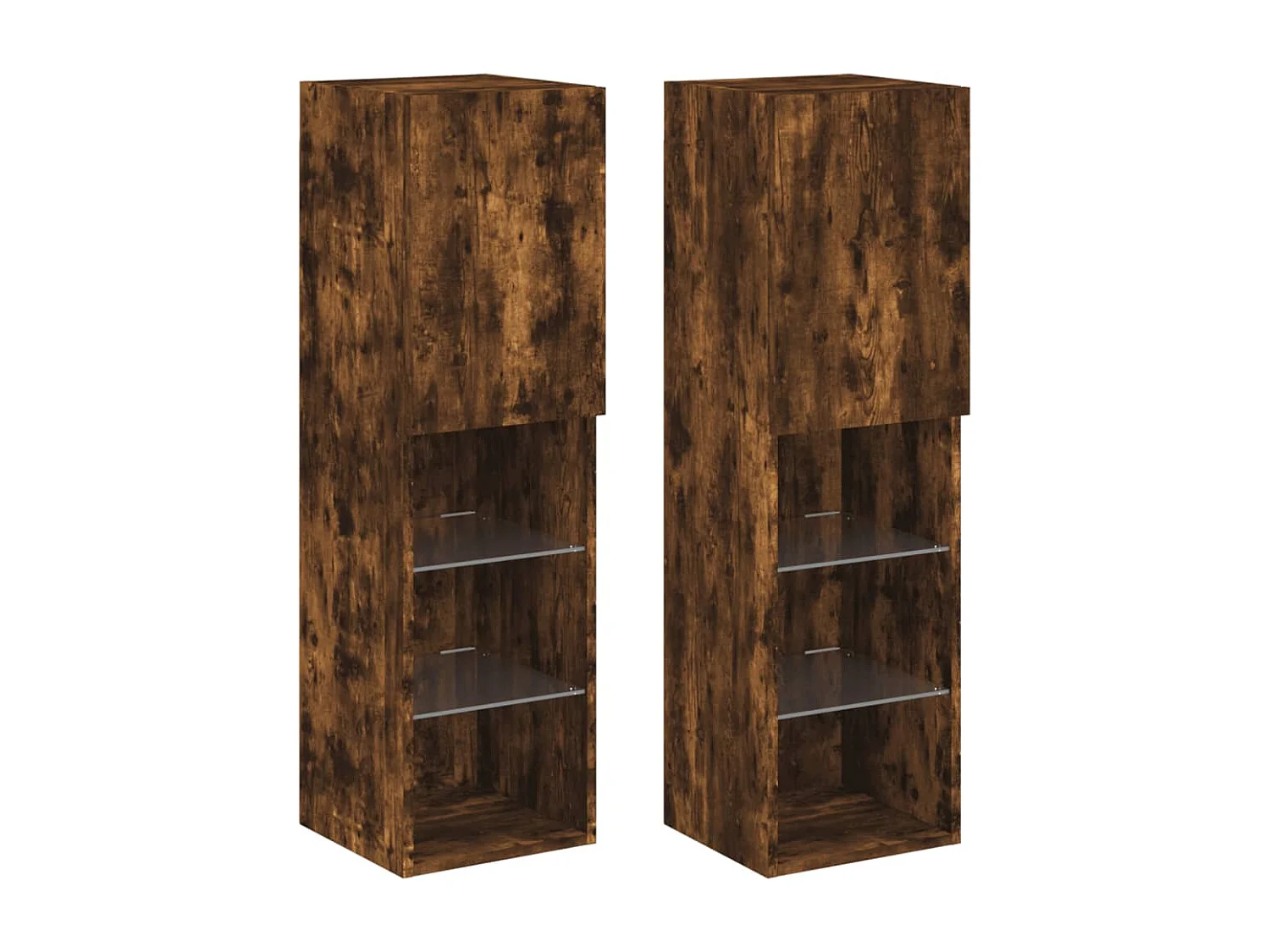 Tv-meubel | Tv-Bank | TV-kasts LED-verlichting 2 st 30,5x30x102 cm gerookt eiken