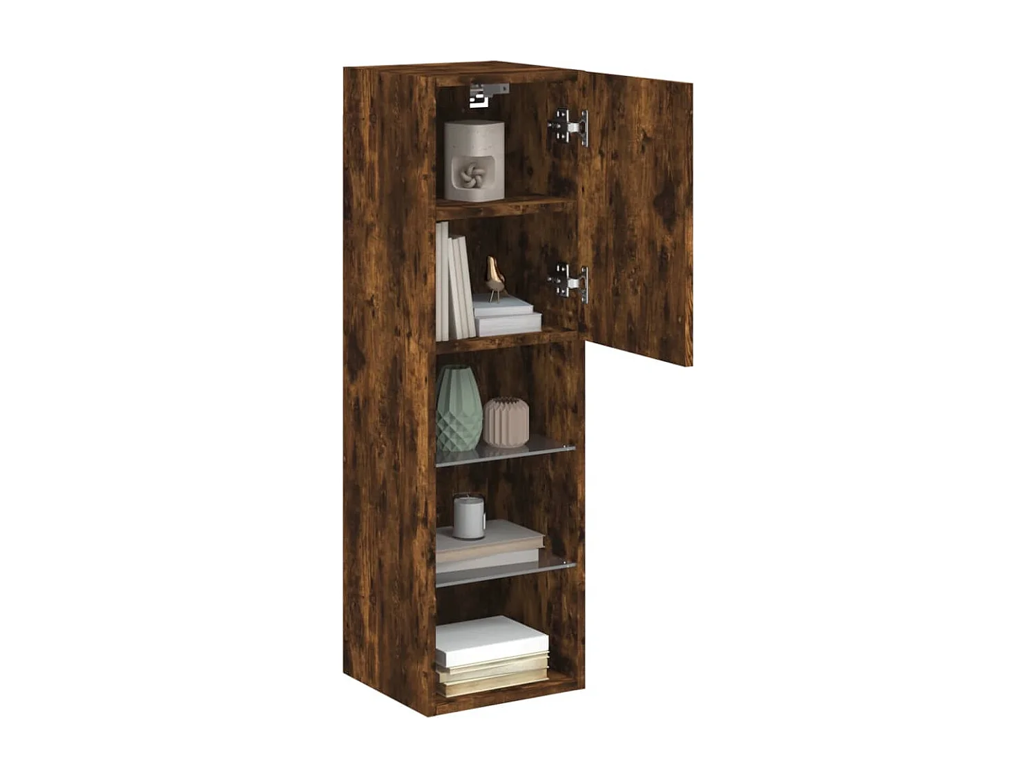 Tv-meubel | Tv-Bank | TV-kasts LED-verlichting 2 st 30,5x30x102 cm gerookt eiken
