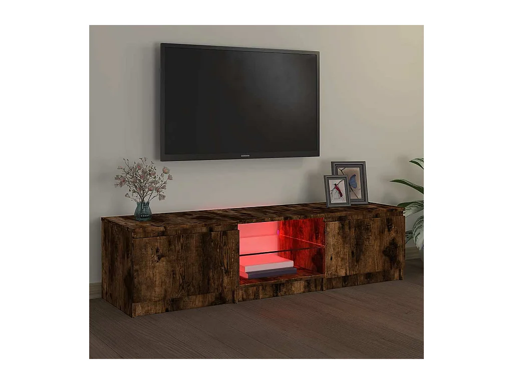 Mueble de TV | Mueble de salón con luces LED roble ahumado 140x40x36 cm