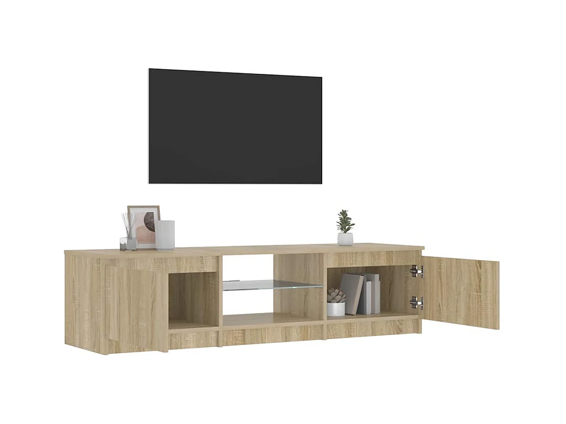Mueble de TV | Mueble de salón con luces LED roble ahumado 140x40x36 cm