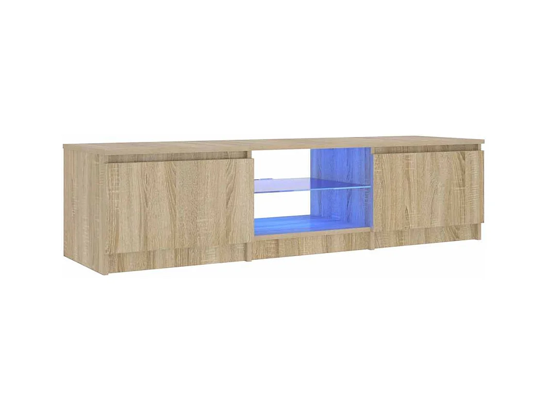 Mueble de TV | Mueble de salón con luces LED roble ahumado 140x40x36 cm