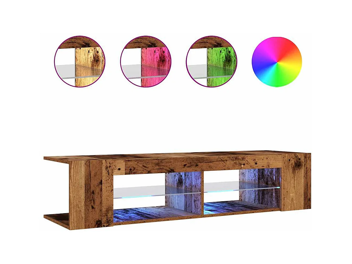 Tv-meubel | Tv-Bank | TV-kastmet LED 135x39x30 cm bewerkt hout oud hout