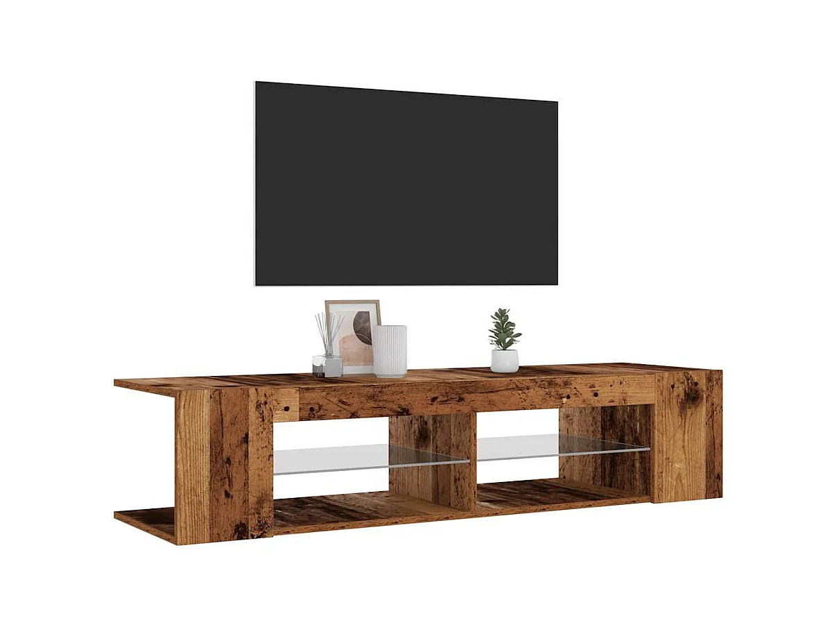 Tv-meubel | Tv-Bank | TV-kastmet LED 135x39x30 cm bewerkt hout oud hout