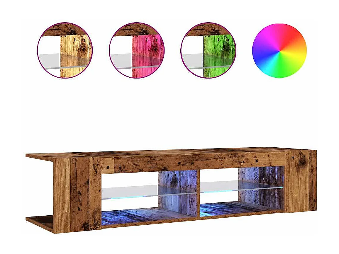 Tv-meubel | Tv-Bank | TV-kastmet LED 135x39x30 cm bewerkt hout oud hout