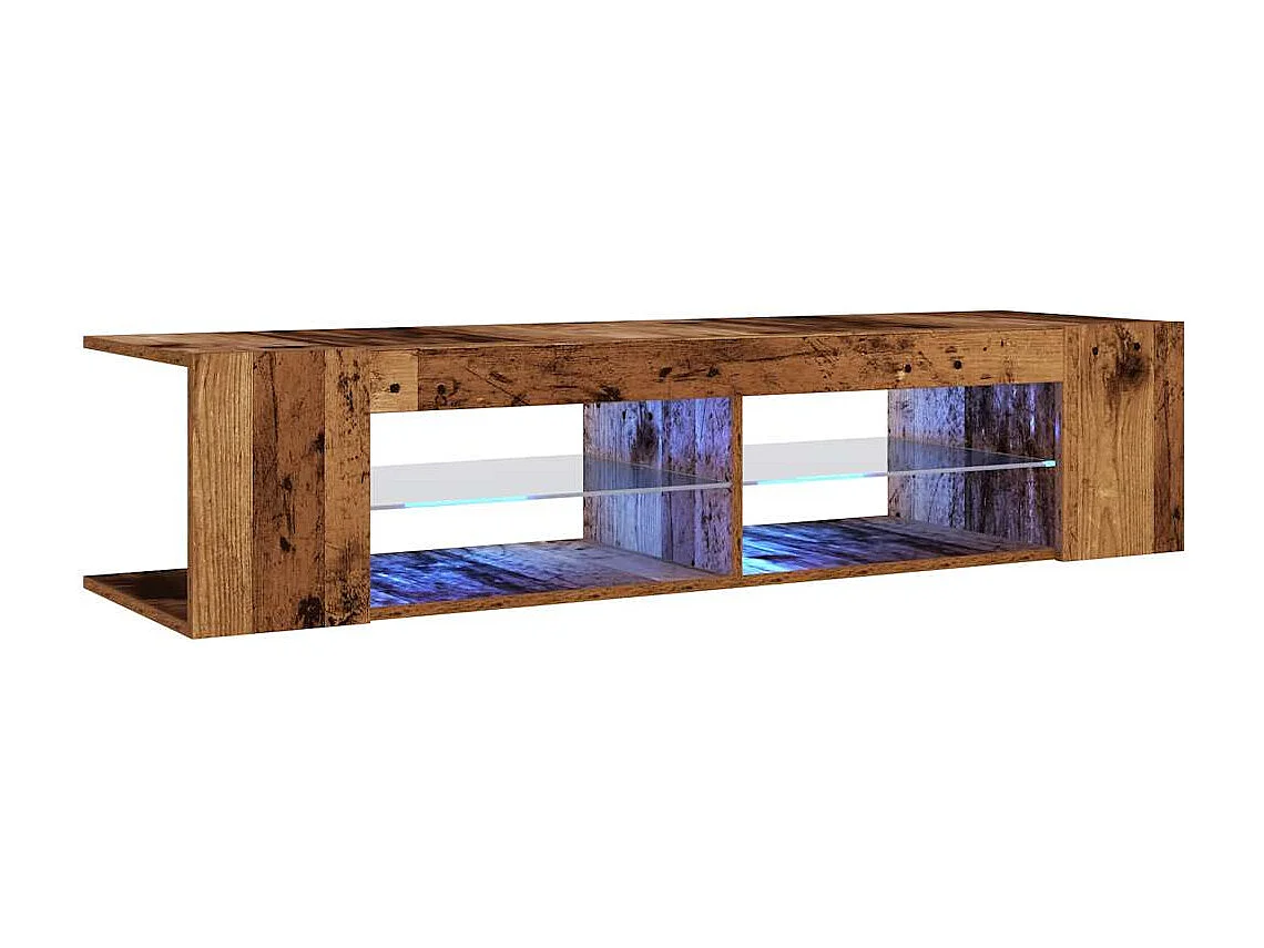 Tv-meubel | Tv-Bank | TV-kastmet LED 135x39x30 cm bewerkt hout oud hout