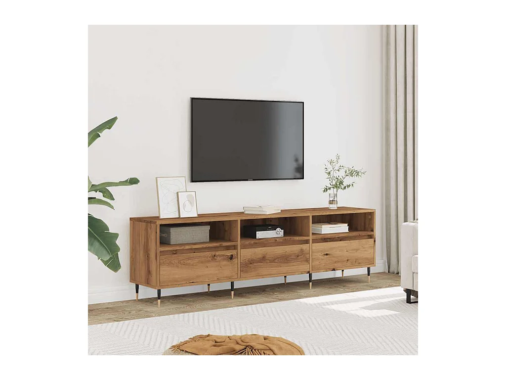 Meuble TV | Banc TV | Armoire TV chêne artisanal 150x30x44,5 cm bois d'ingénierie