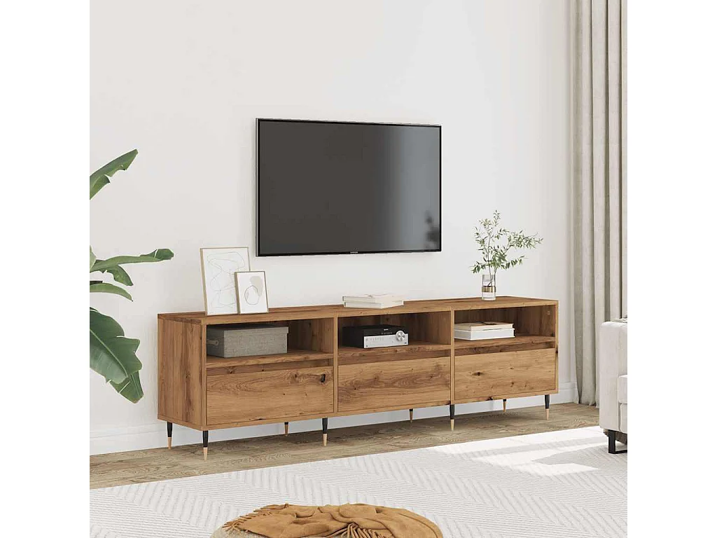 Mobile Porta TV | Armadietto TV Rovere Artigianale 150x30x44,5 cm Multistrato