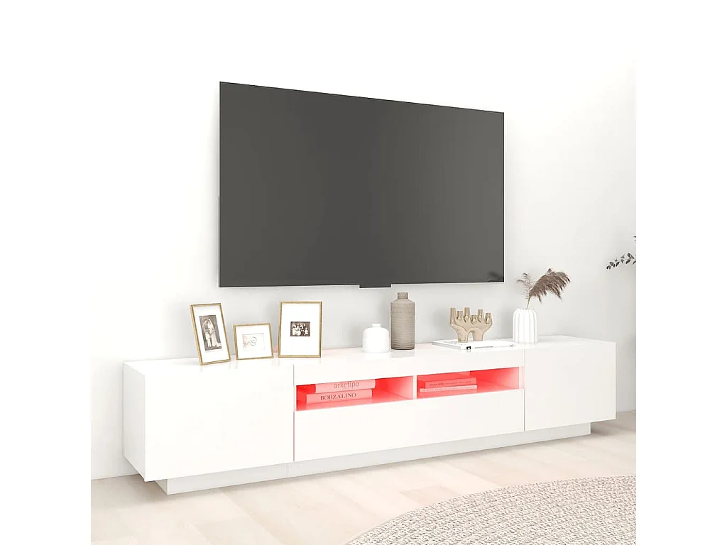 Mueble para TV  | Gabinete de TV |  Mueble de salón con luces LED blanco 200x35x40 cm
