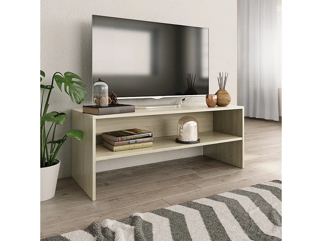 Mueble de TV | Mueble de salón madera contrachapada color roble 100x40x40cm