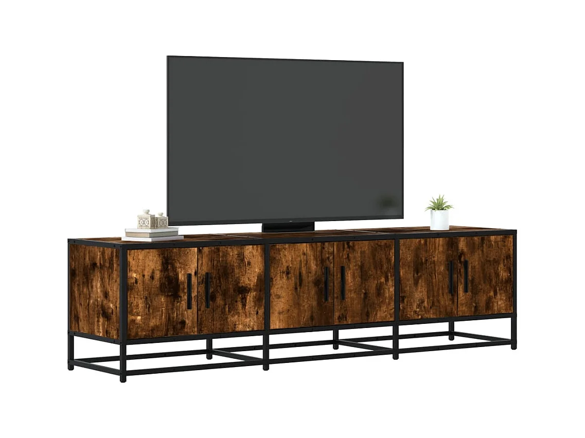 Tv-meubel | Tv-Bank | TV-kast150x35x41 cm bewerkt hout metaal gerookt eikenkleurig