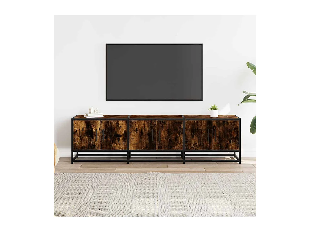 Tv-meubel | Tv-Bank | TV-kast150x35x41 cm bewerkt hout metaal gerookt eikenkleurig