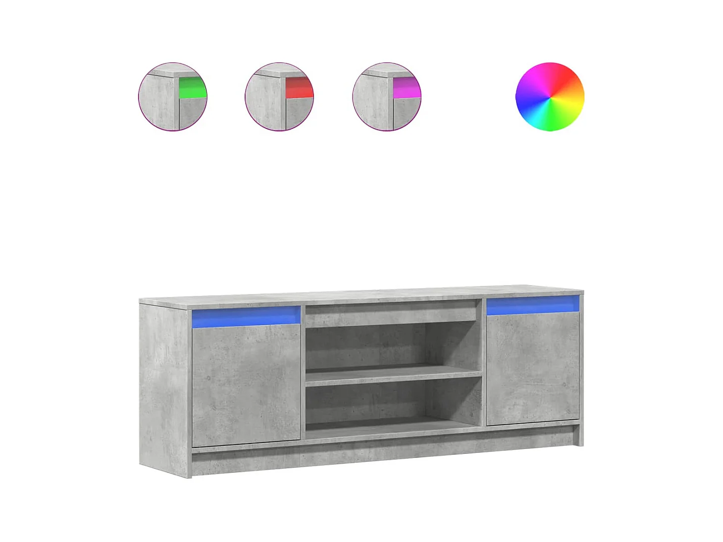 Tv-meubel | Tv-Bank | TV-kastmet LED 139,5x34x50 cm bewerkt hout betongrijs