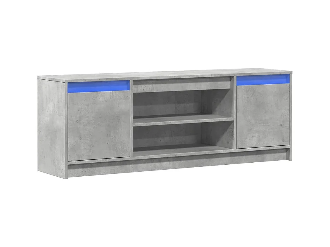 Tv-meubel | Tv-Bank | TV-kastmet LED 139,5x34x50 cm bewerkt hout betongrijs