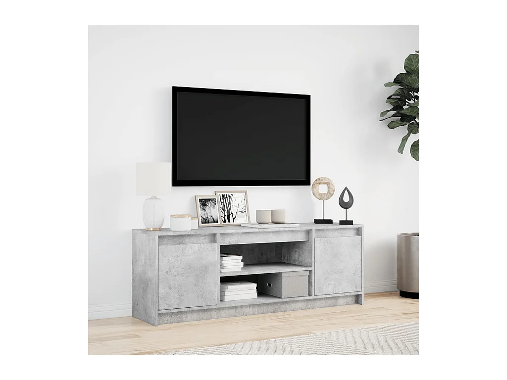 Tv-meubel | Tv-Bank | TV-kastmet LED 139,5x34x50 cm bewerkt hout betongrijs