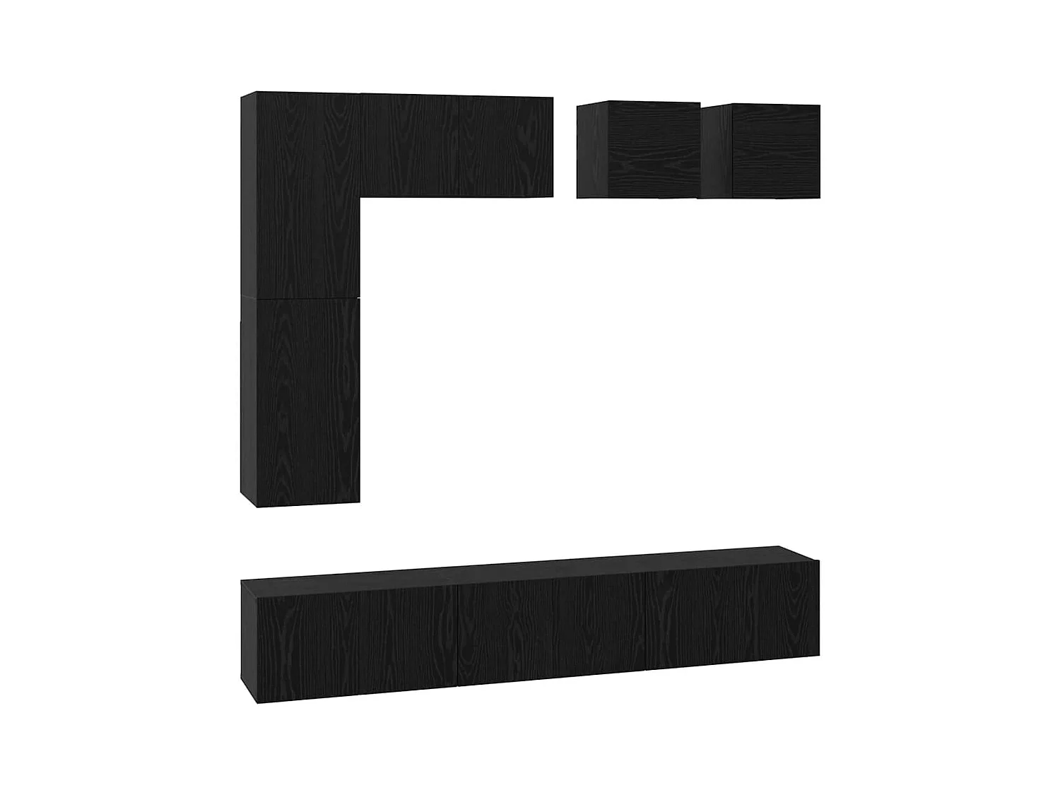 Tv-meubelset | Tv-Bank | TV-kast met plank Anders met opslag met de deur 8 pcs Zwart eiken Bewerkt hout