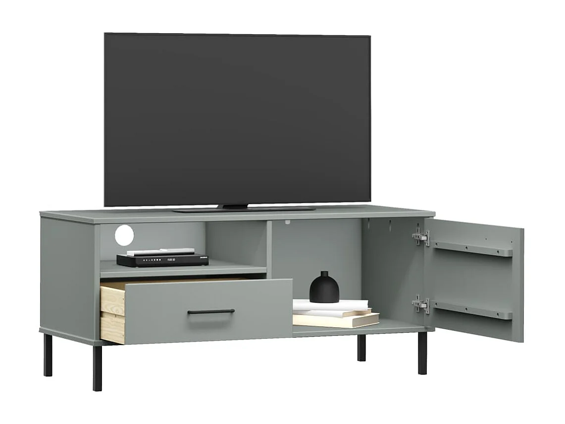 Mueble de TV | Mueble de salón con patas de metal OSLO madera maciza pino gris