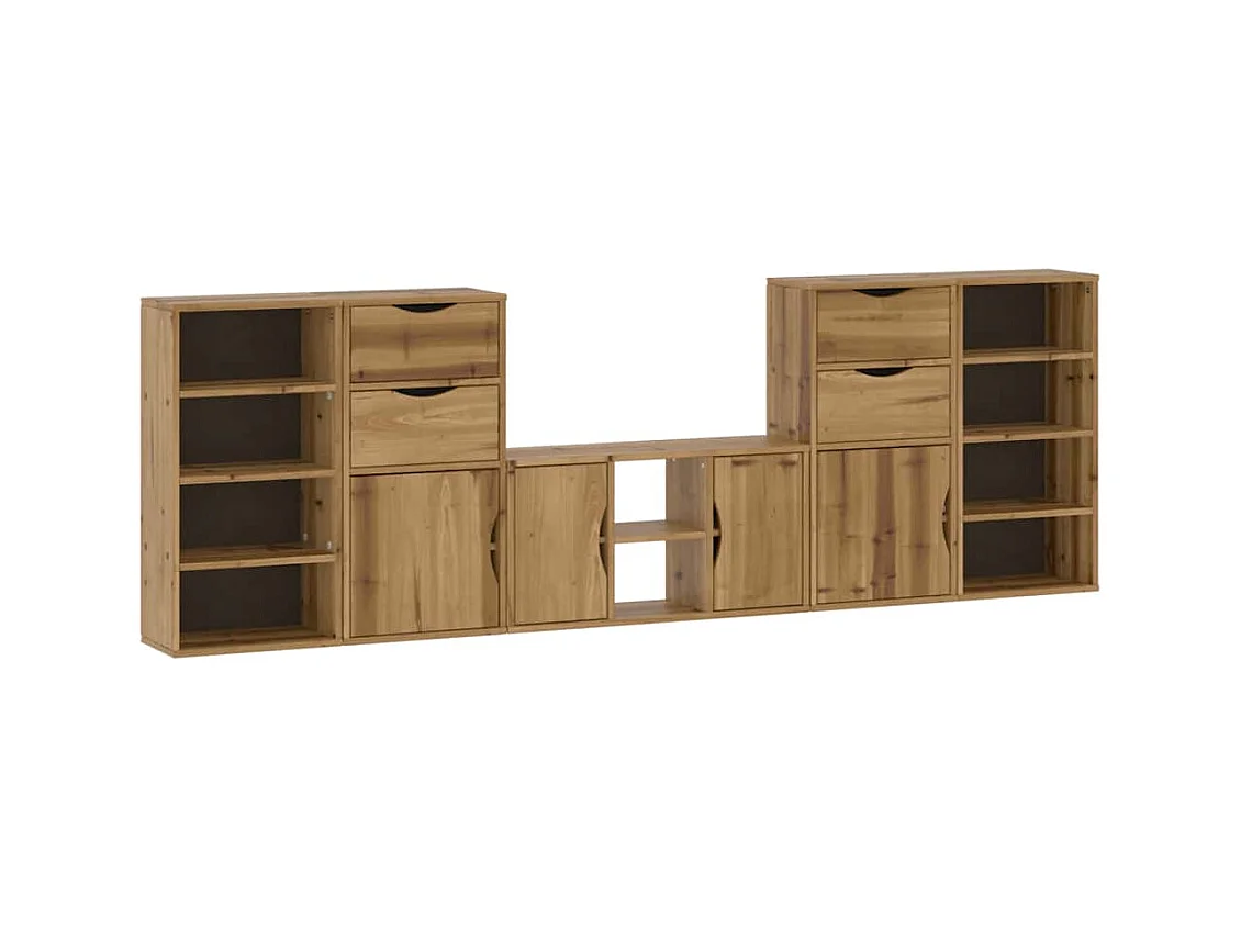 Muebles de TV | Gabinetes de TV |  Muebles de salón 5 uds. con almacenaje "ODDA" madera maciza pino