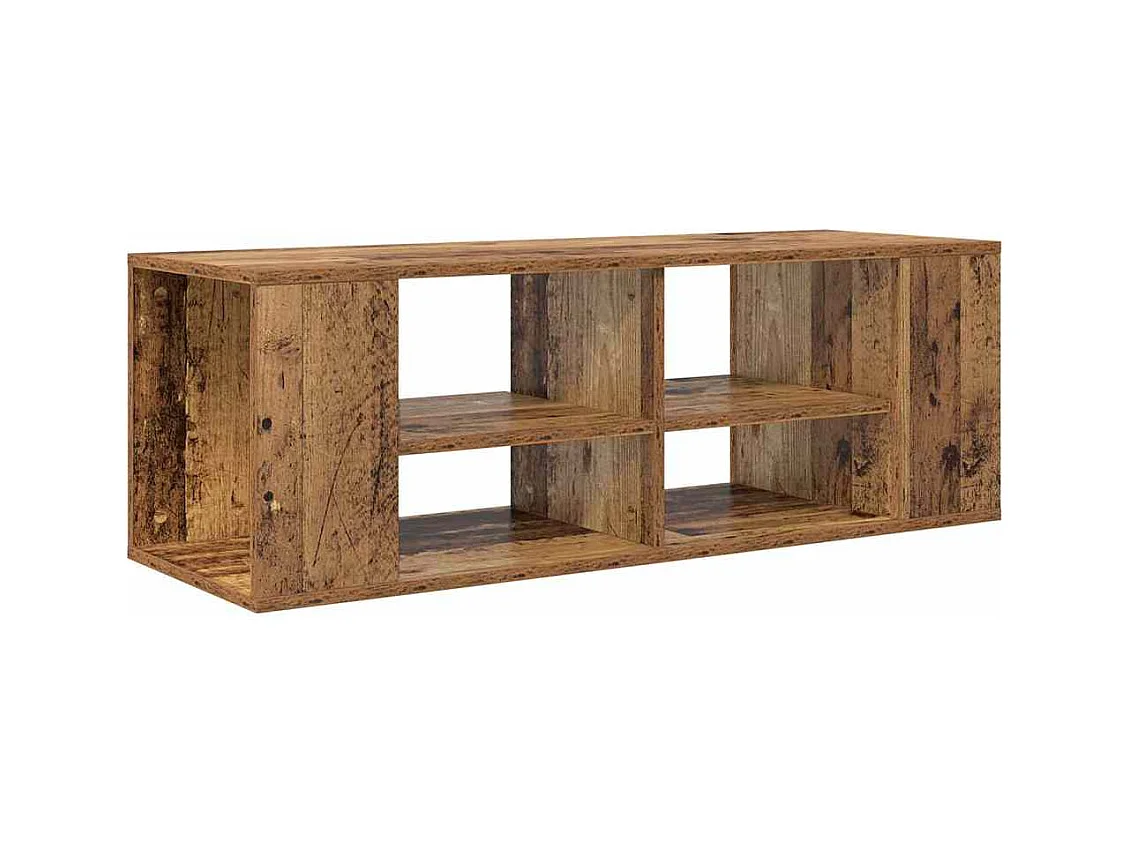 TV-kast | Tv-meubel | Tv-Bank met plank Wandgemonteerd met opslag Oud hout 102 x 35 x 35 cm Bewerkt hout