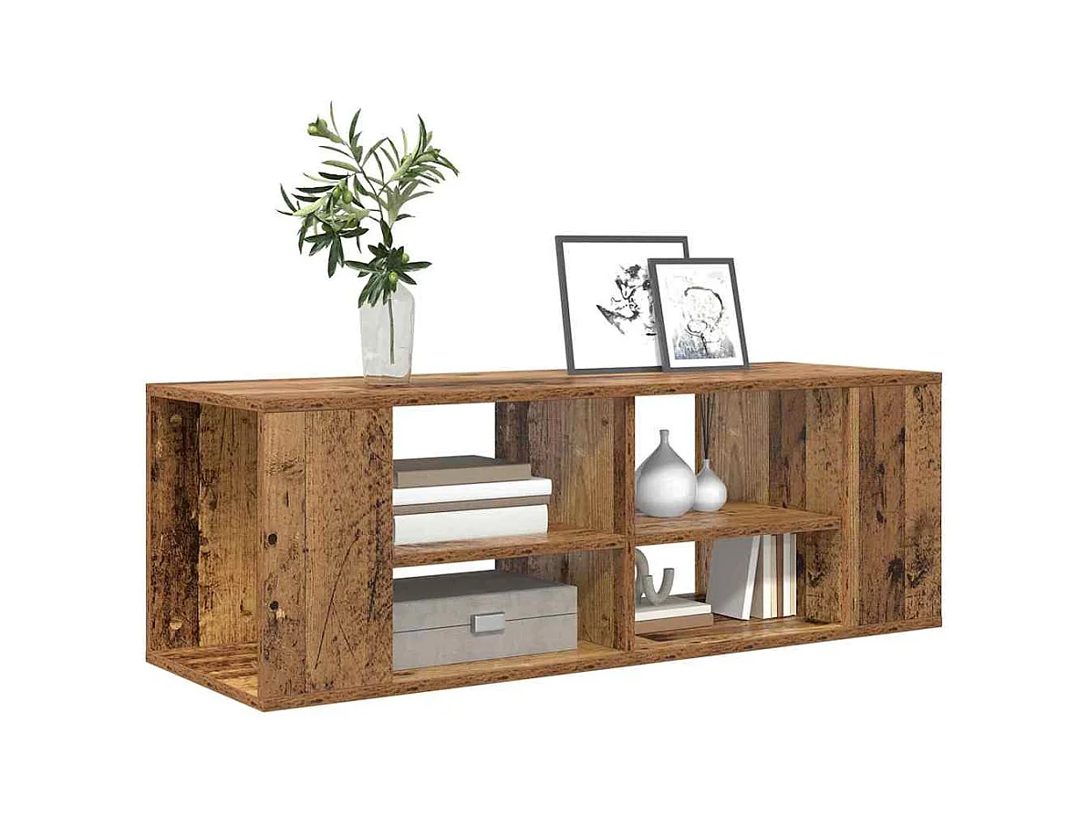 TV-kast | Tv-meubel | Tv-Bank met plank Wandgemonteerd met opslag Oud hout 102 x 35 x 35 cm Bewerkt hout