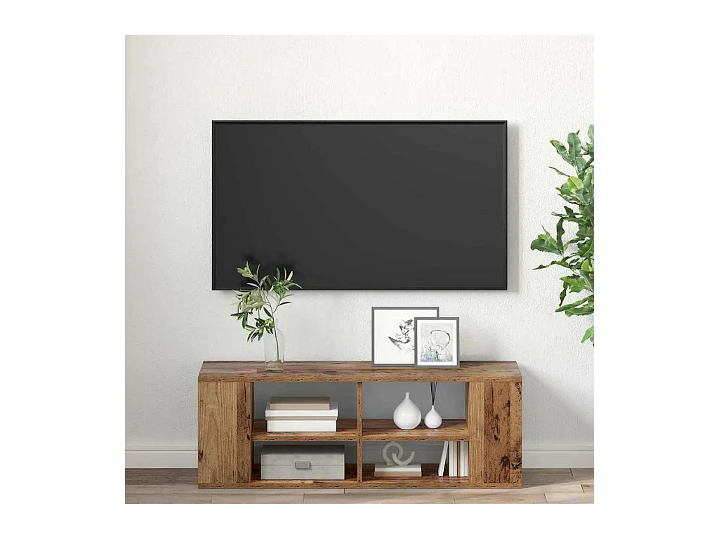 TV-kast | Tv-meubel | Tv-Bank met plank Wandgemonteerd met opslag Oud hout 102 x 35 x 35 cm Bewerkt hout