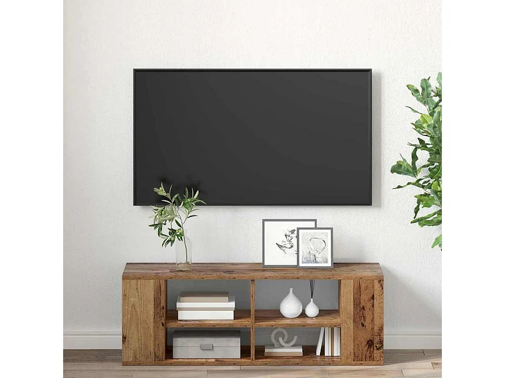 TV-kast | Tv-meubel | Tv-Bank met plank Wandgemonteerd met opslag Oud hout 102 x 35 x 35 cm Bewerkt hout