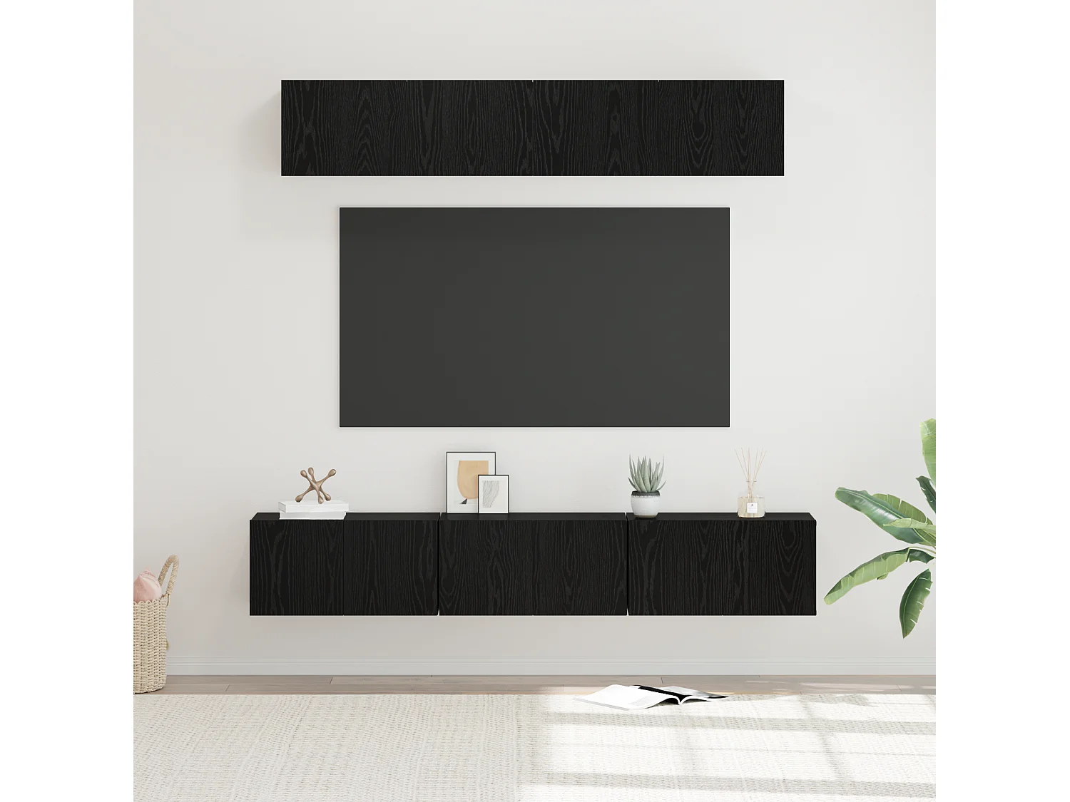 Tv-meubelset | Tv-Bank | TV-kast 5 pcs Zwart Eiken Medium 80 x 30 x 30.5 cm