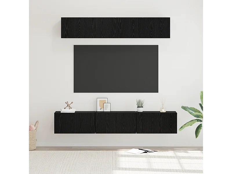 Tv-meubelset | Tv-Bank | TV-kast 5 pcs Zwart Eiken Medium 80 x 30 x 30.5 cm