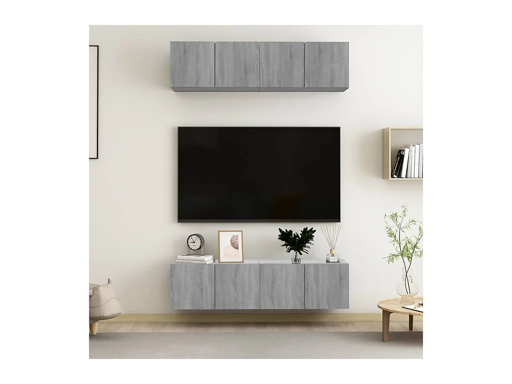 Tv-meubelen | Tv-Banken | TV-kasten 4 st 60x30x30 cm bewerkt hout grijs sonoma eiken