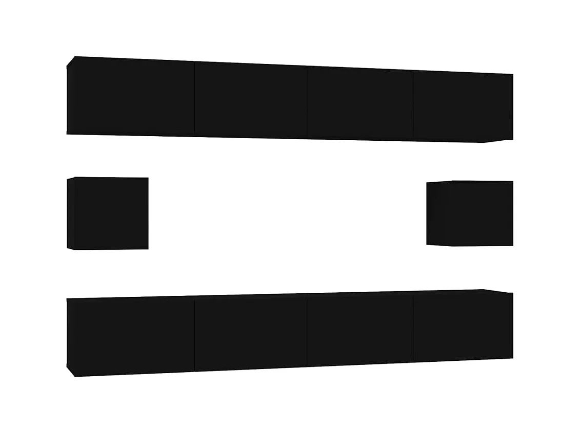 Set de muebles para TV  | Gabinetes de TV |  Muebles de salón 6 piezas madera contrachapada negro