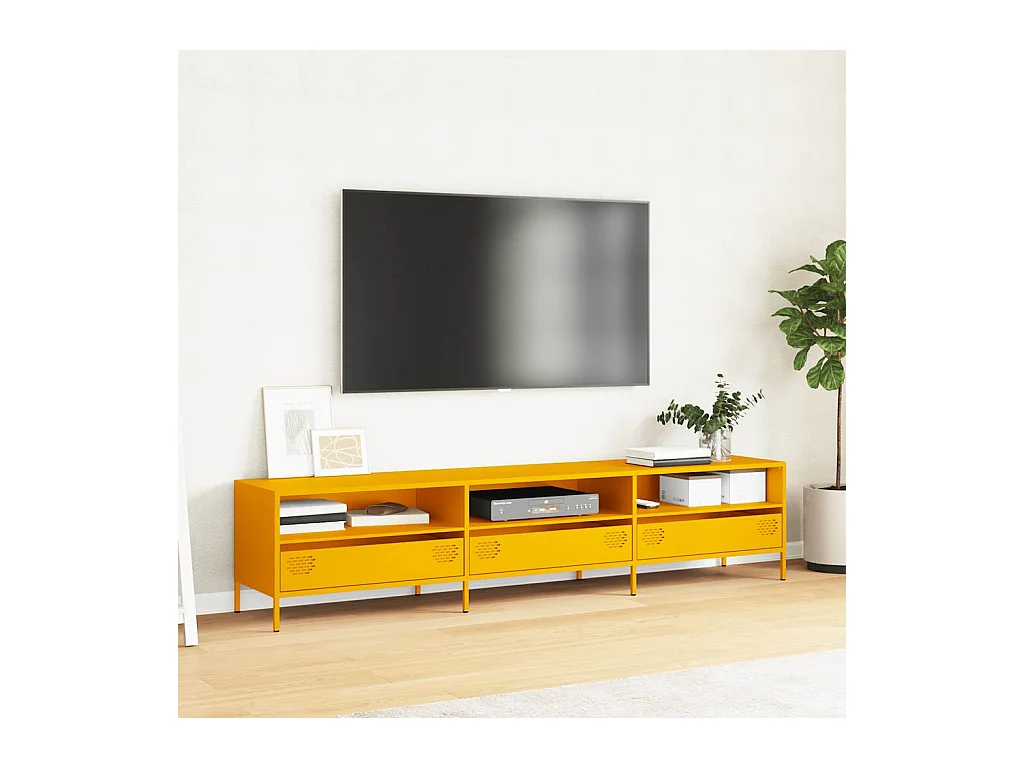 Tv-meubel | Tv-Bank | TV-kast202x39x43,5 cm koudgewalst staal mosterdgeel