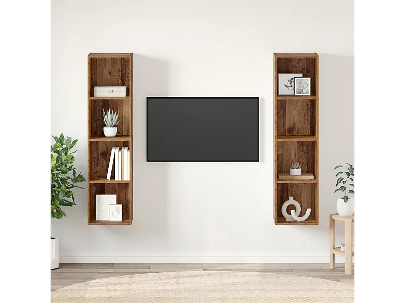 Ensemble meuble TV | Banc TV | Armoire TV 2 pcs Marron 37 x 37 x 142.5 cm