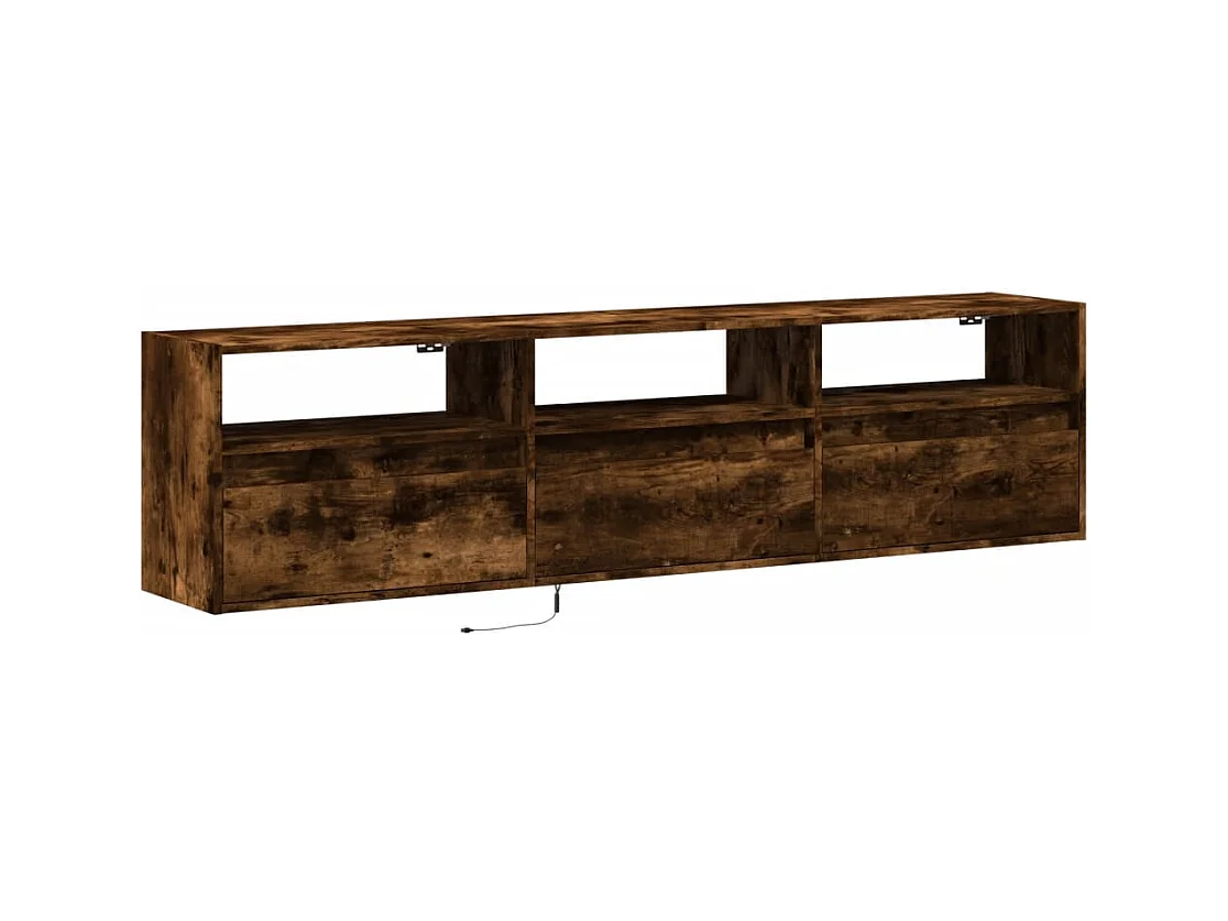 Mueble de TV | Mueble de salón de pared con LED roble ahumado 180x31x45 cm