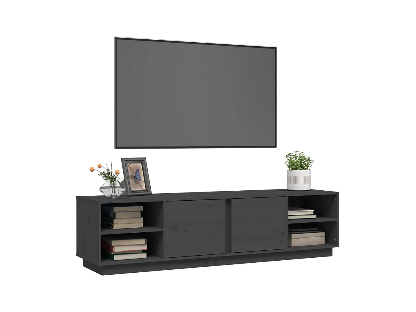 Meuble TV | Banc TV | Armoire TV Gris 156x40x40 cm Bois de pin massif